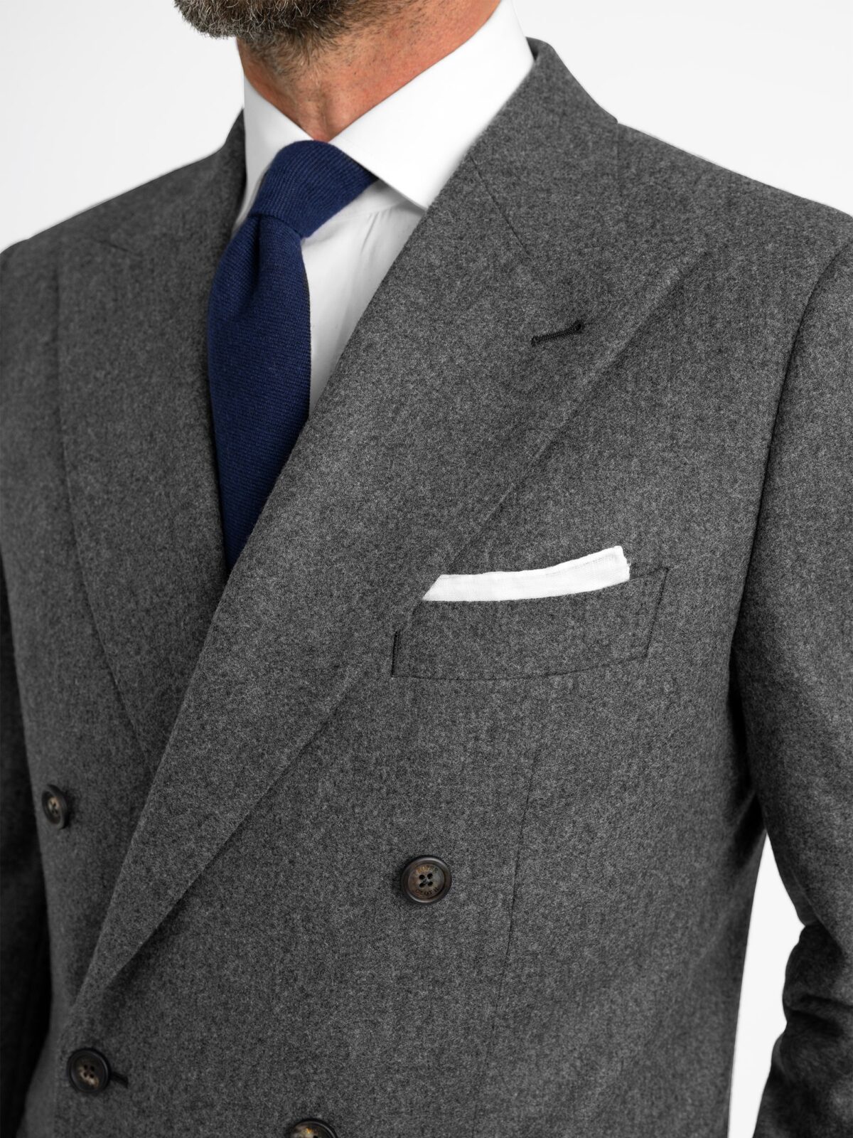 Double Breasted VBC Grey Wool Flannel Carmine Suit - Custom Fit