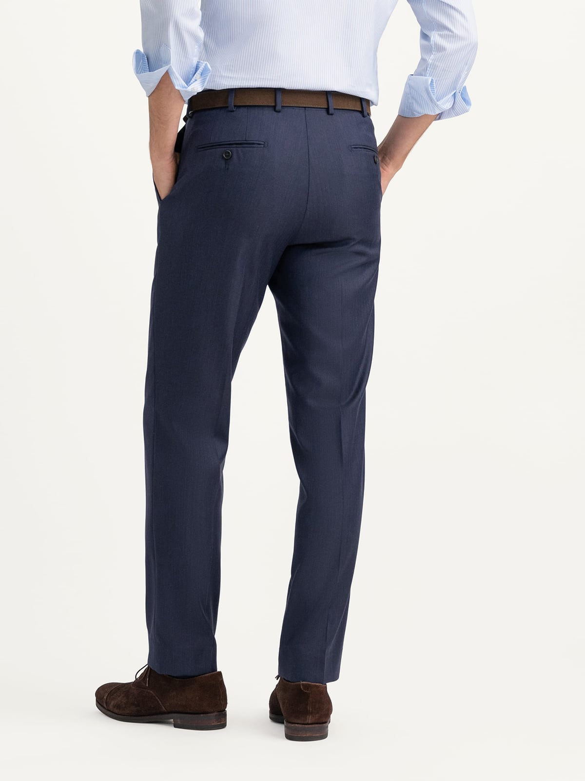 Loro Piana Fabric S150s Navy Herringbone Dress Pant - Custom Fit