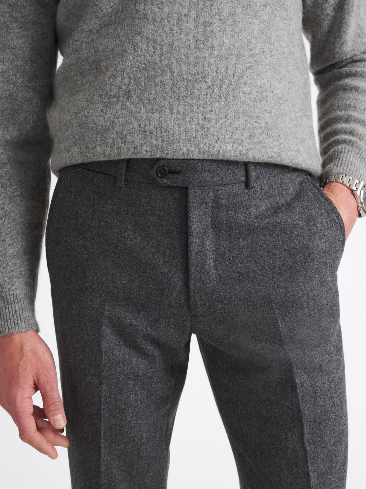 VBC Grey Wool Flannel Dress Pant - Custom Fit Tailored Clothing