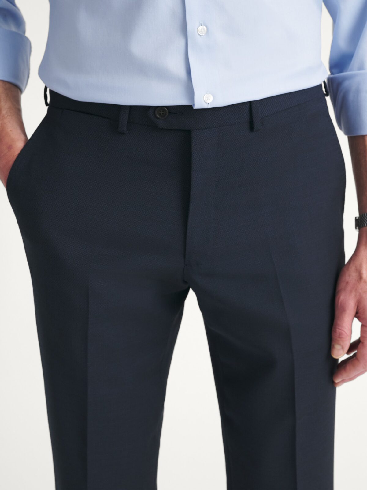 Navy Birdseye Wool Stretch Dress Pant - Custom Fit Tailored Clothing