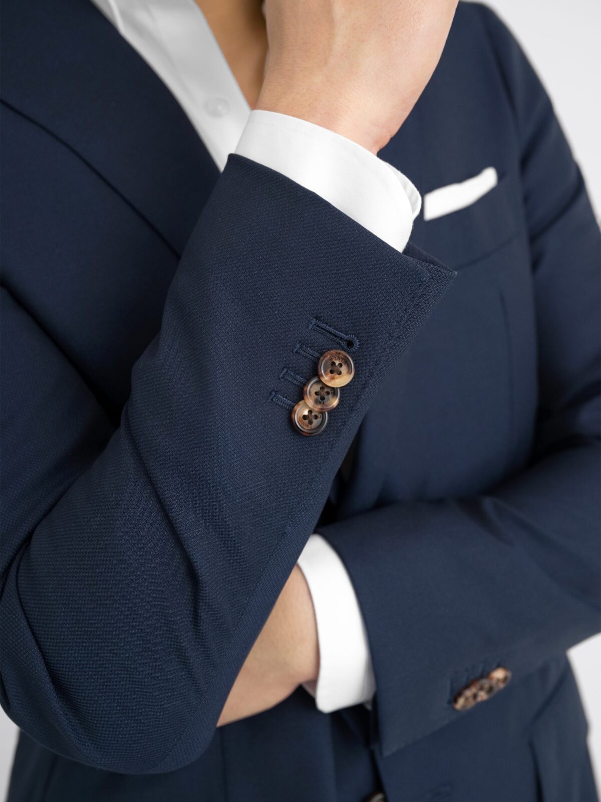 Navy Wrinkle-Resistant Hopsack Bedford Jacket - Custom Fit