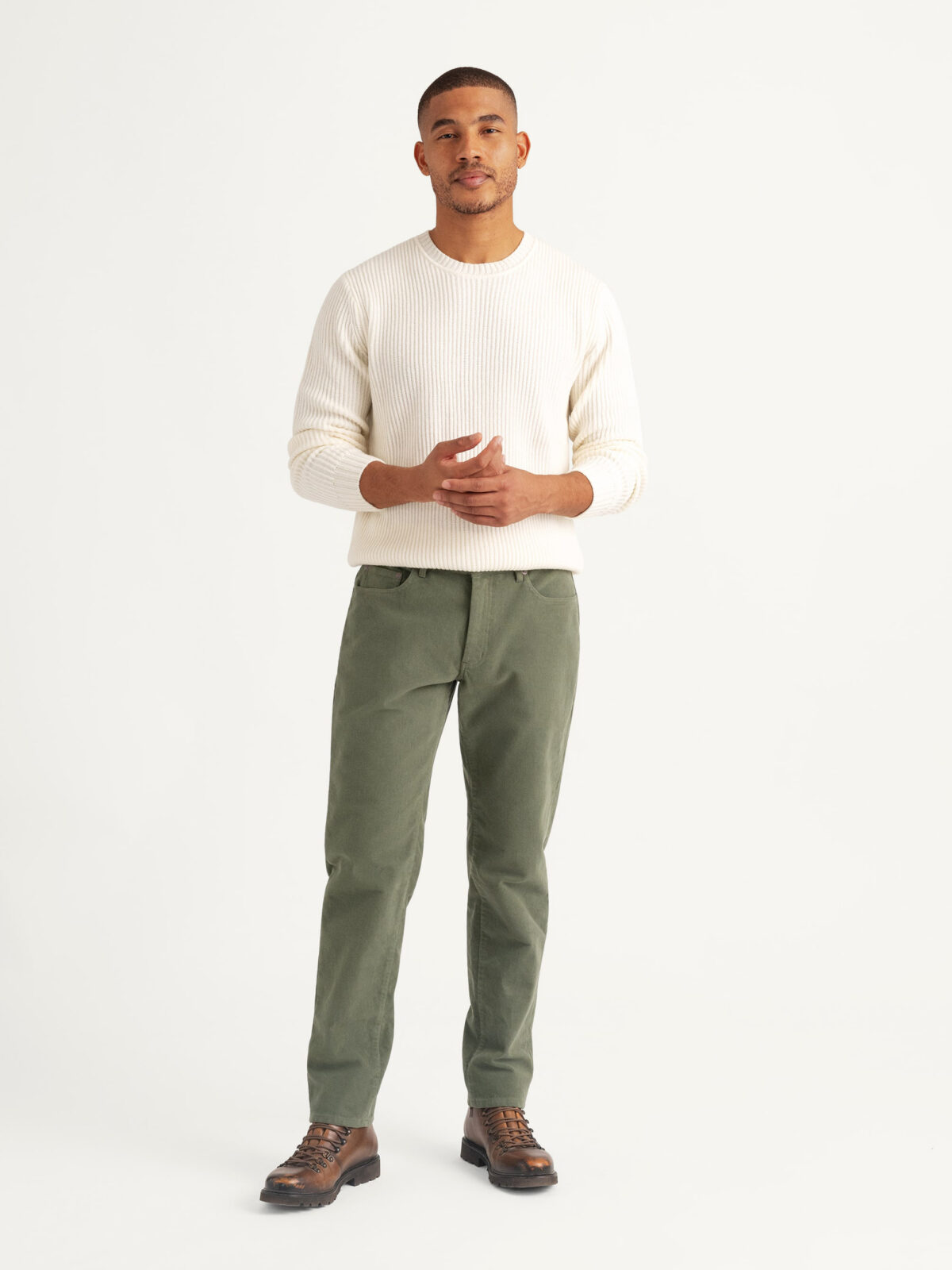 Biella Olive Stretch Moleskin 5-Pocket - Custom Fit Pants