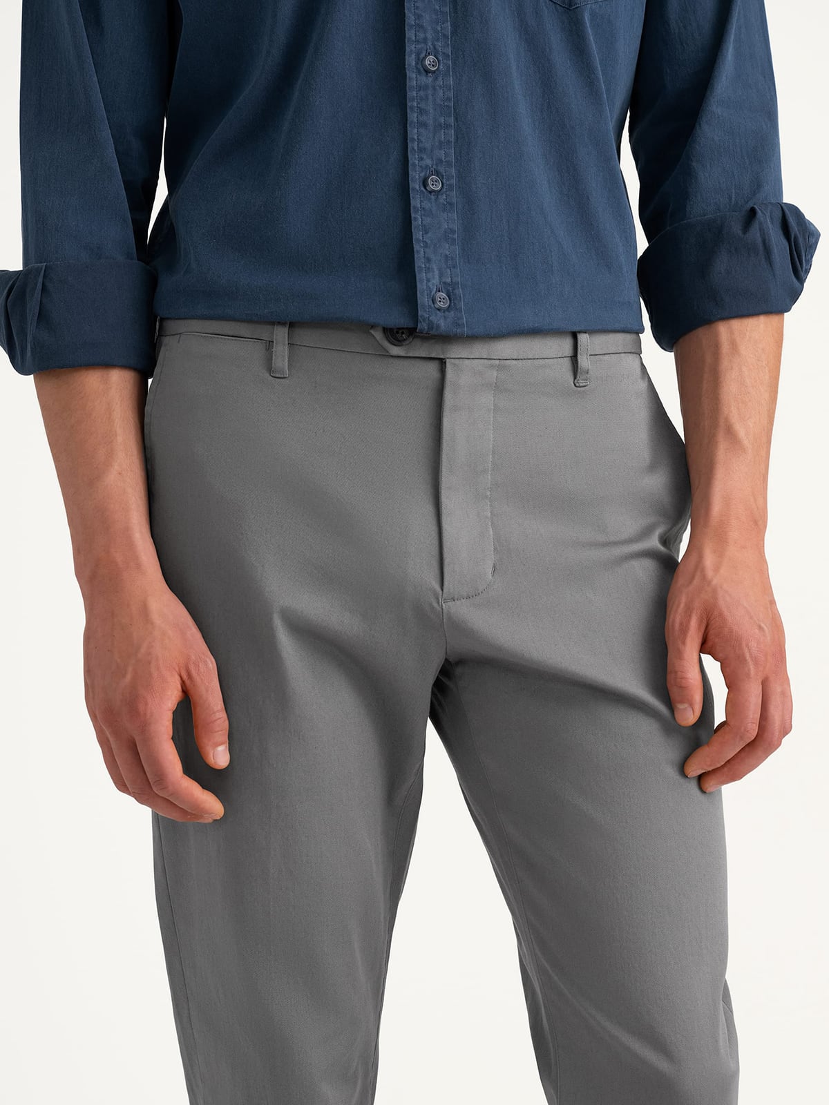 Di Sondrio Grey Stretch Cotton Chino - Custom Fit Pants