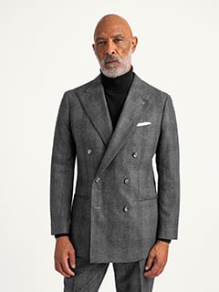 BOWTE　FLANNEL DOUBLE BREASTED COAT Double Breasted VBC Grey Glen Plaid Flannel Bedford Suit - Custom