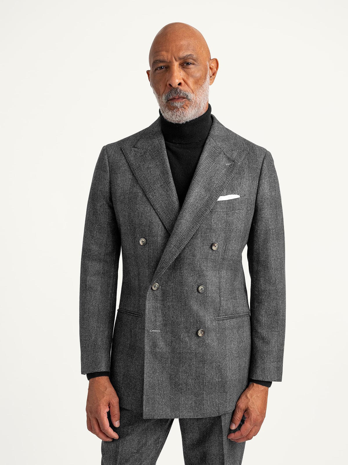 Double Breasted VBC Grey Glen Plaid Flannel Bedford Suit - Custom
