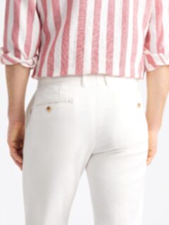 Bergamo White Stretch Cotton and Linen Chino - Custom Fit Pants Bergamo White Stretch Cotton and Linen Chino - Custom Fit Pants