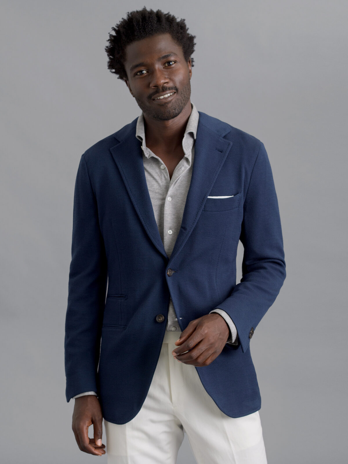 Navy Wool and Linen Waverly Jacket - Custom Fit Tailored Clothing