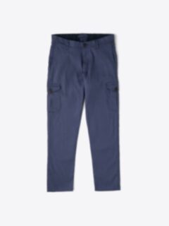Shop Di Sondrio Faded Navy Stretch Linen Blend Cargo