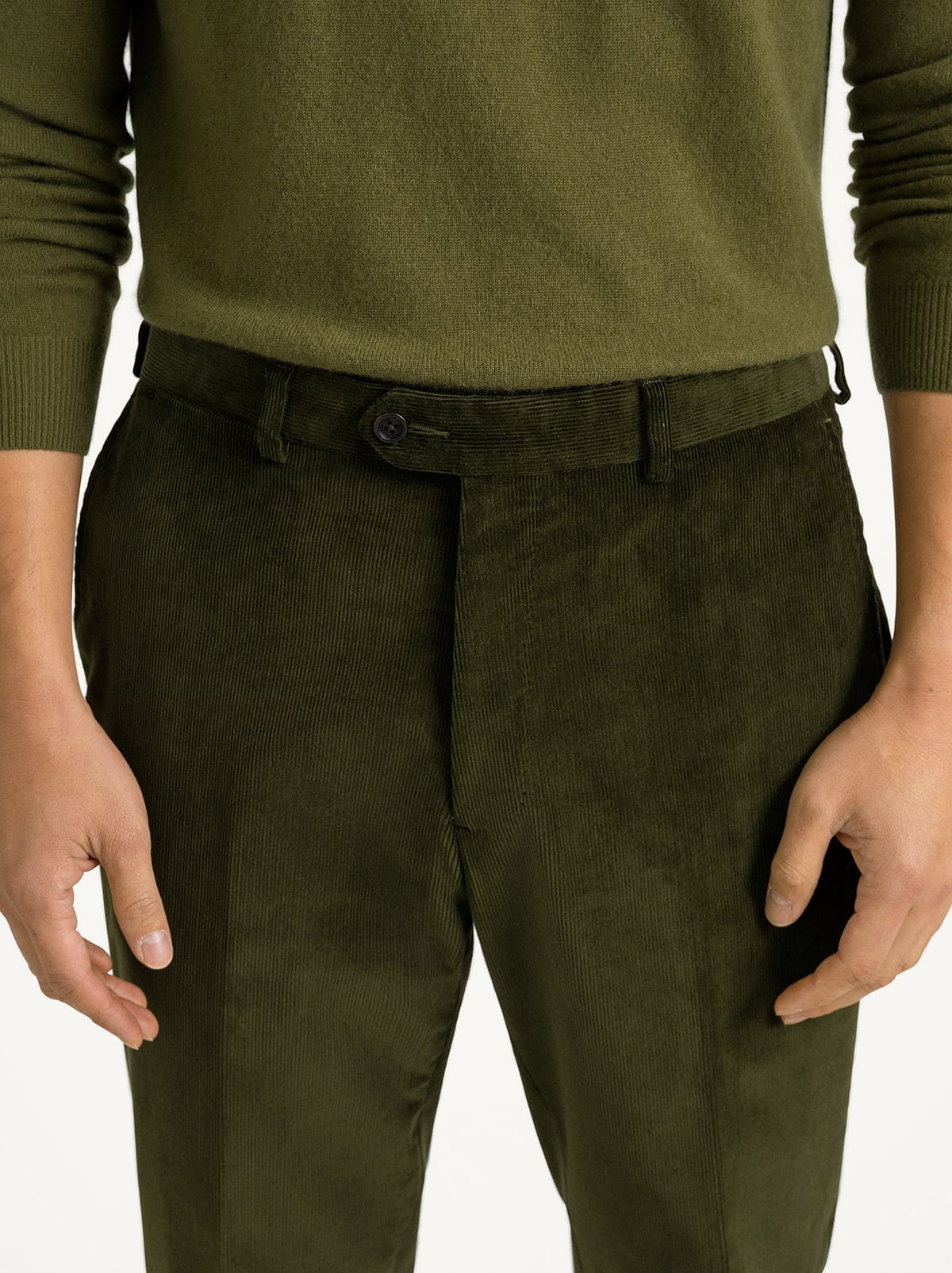Olive Stretch Corduroy Dress Pant - Custom Fit Tailored Clothing