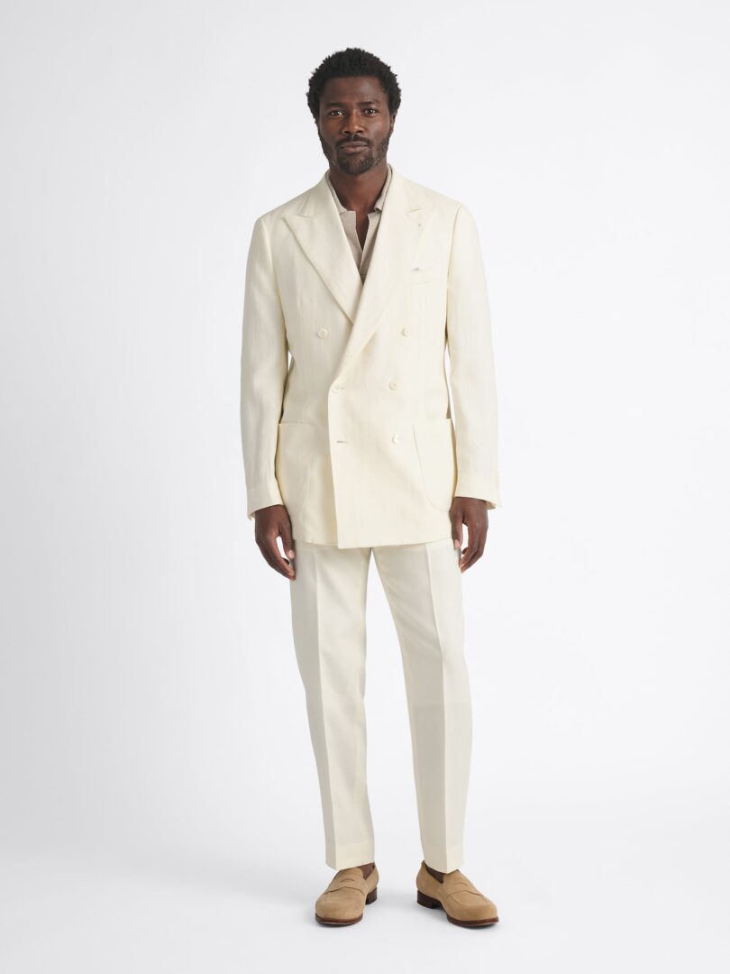 Double Breasted Ivory Irish Linen Carmine Suit Thumb Detail