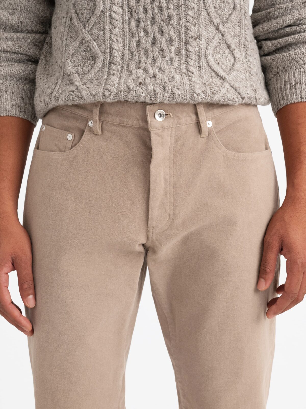 Biella Beige Stretch Moleskin 5-Pocket - Custom Fit Pants