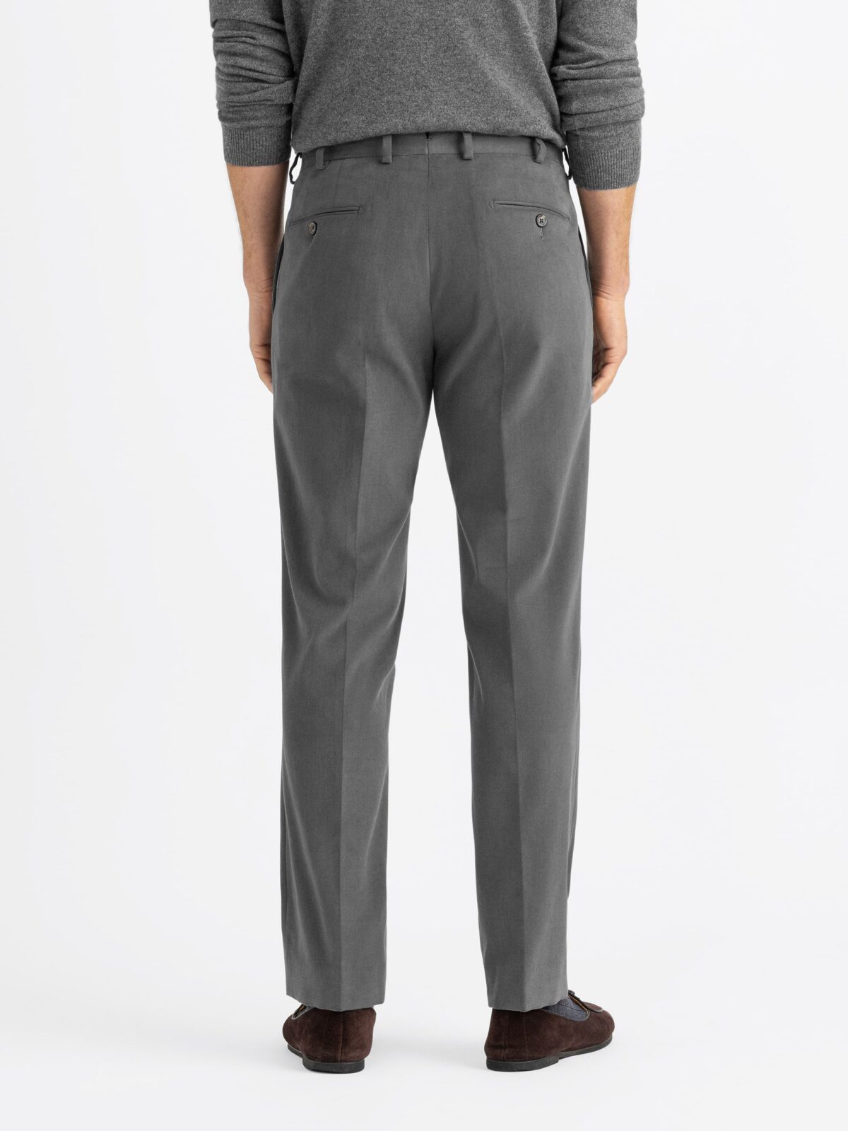 Proper Cloth Grey Heavy Brushed Cotton Stretch Men's Custom Dress Pants