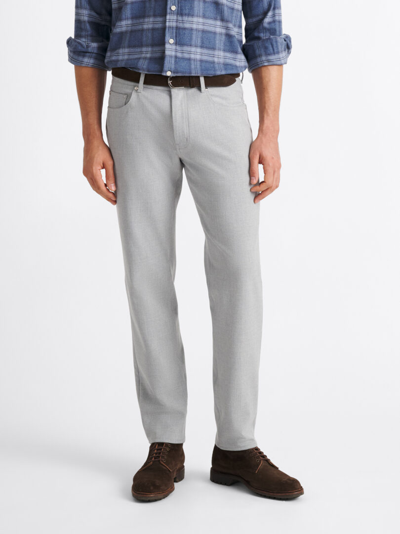 Italian Light Grey Flannel Performance Stretch 5-Pocket Thumb Detail