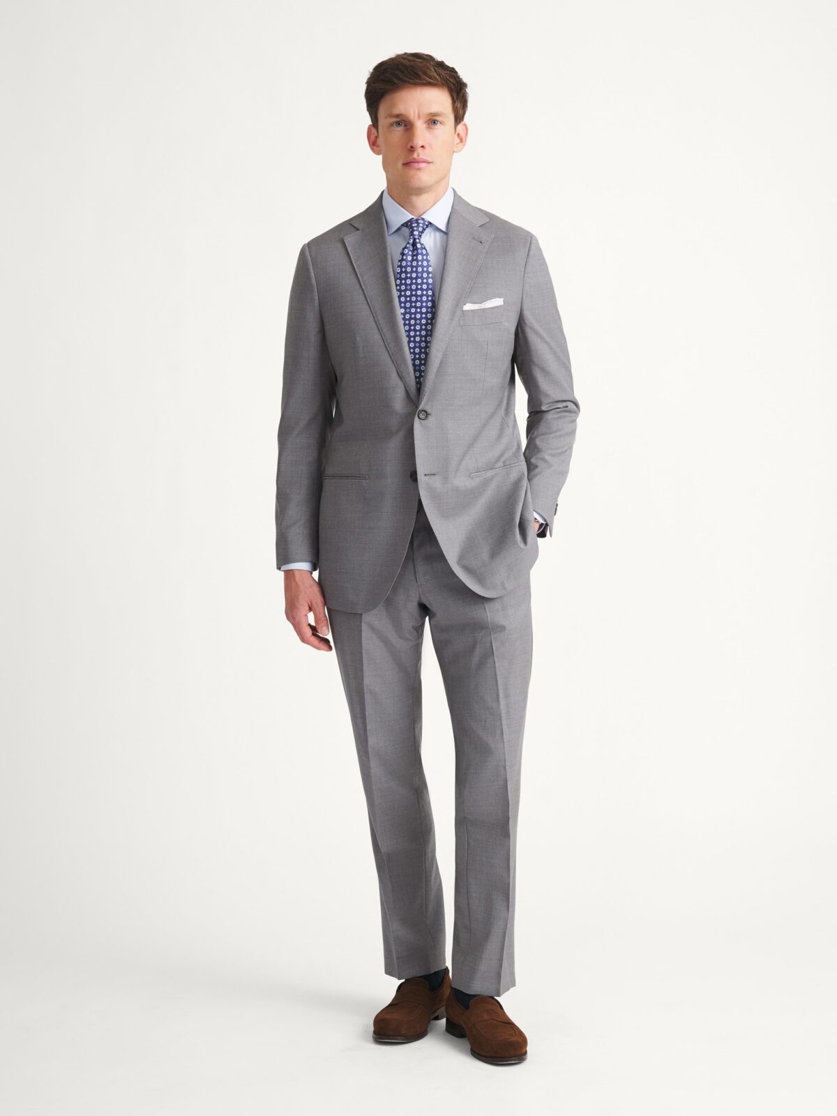Loro Piana Fabric Light Grey Tropical Wool Suit - Custom Fit