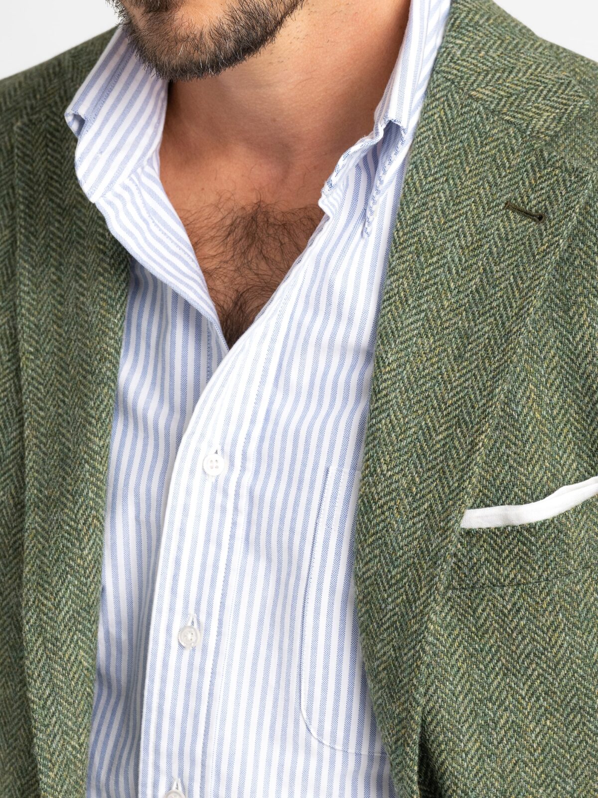 Green Herringbone Shetland Tweed Andover Jacket - Custom Fit