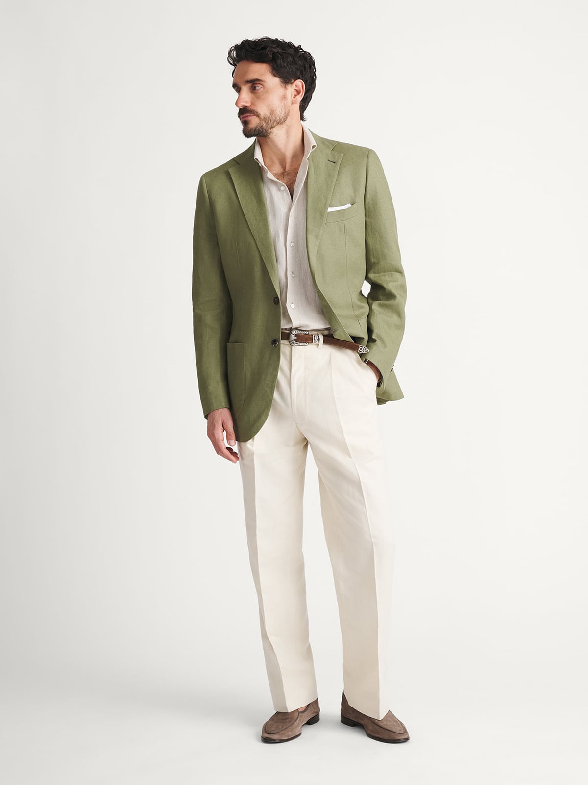 リネン　Spence Bryson ジャケット Spence Bryson Sage Heavy Irish Linen Bedford Jacket - Custom Fit