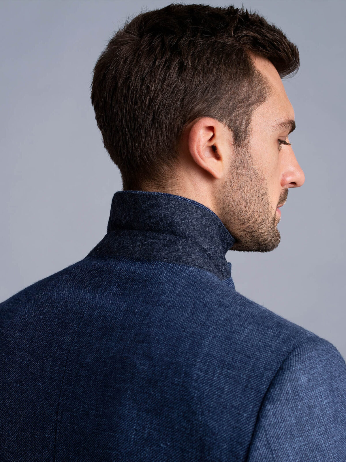 Bedford Ocean Blue Linen and Wool Hopsack Jacket - Custom Fit