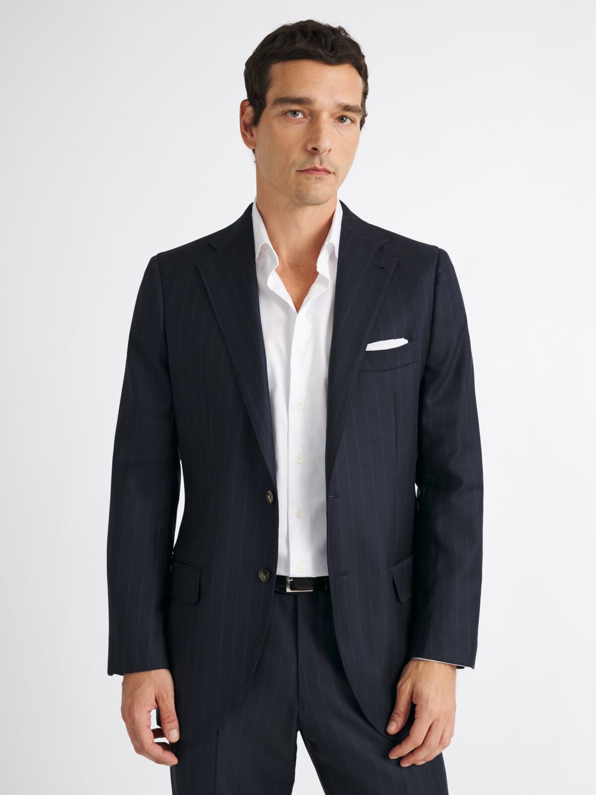 Loro Piana Navy Tonal Stripe S150s Wool Suit - Custom Fit Tailored