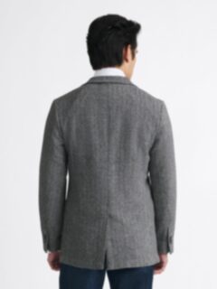 Grey Herringbone Shetland Tweed Andover Jacket - Custom Fit