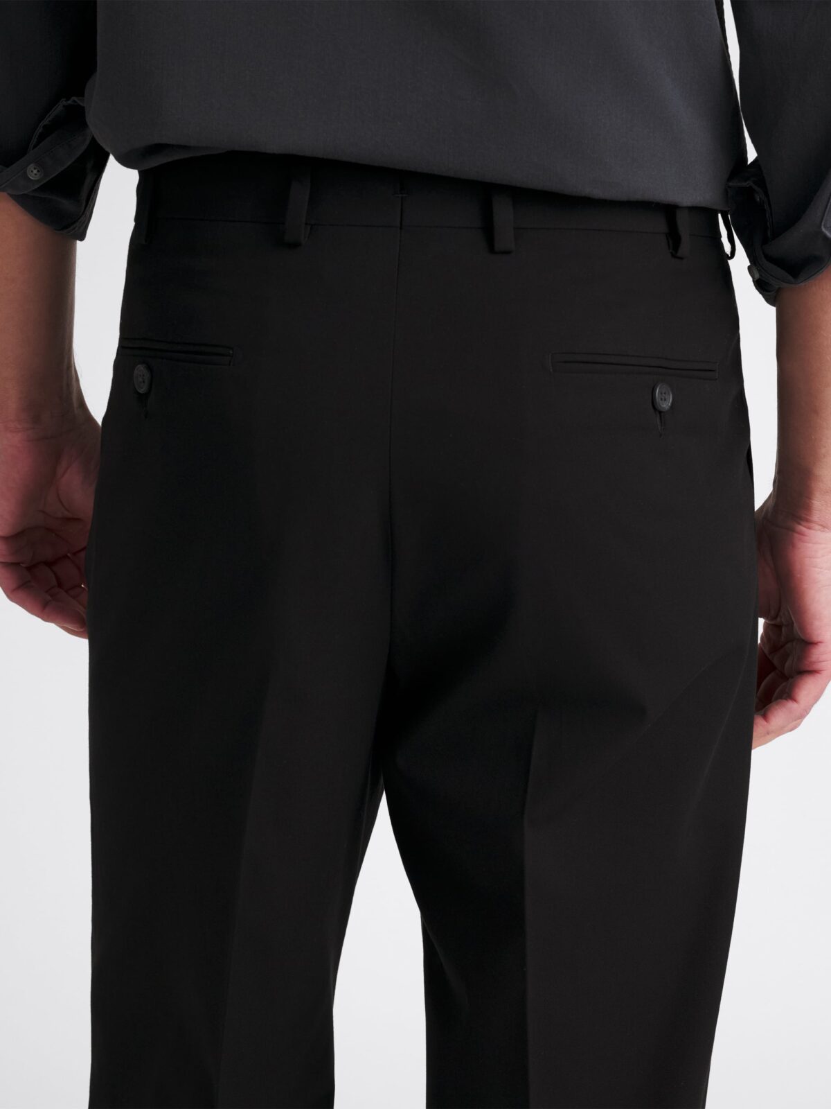 Black High Twist Cotton Wide Leg Double Pleated Pant - Custom Fit