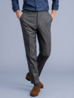 VBC Grey Mouline Wool Flannel Dress Pant - Custom Fit Tailored