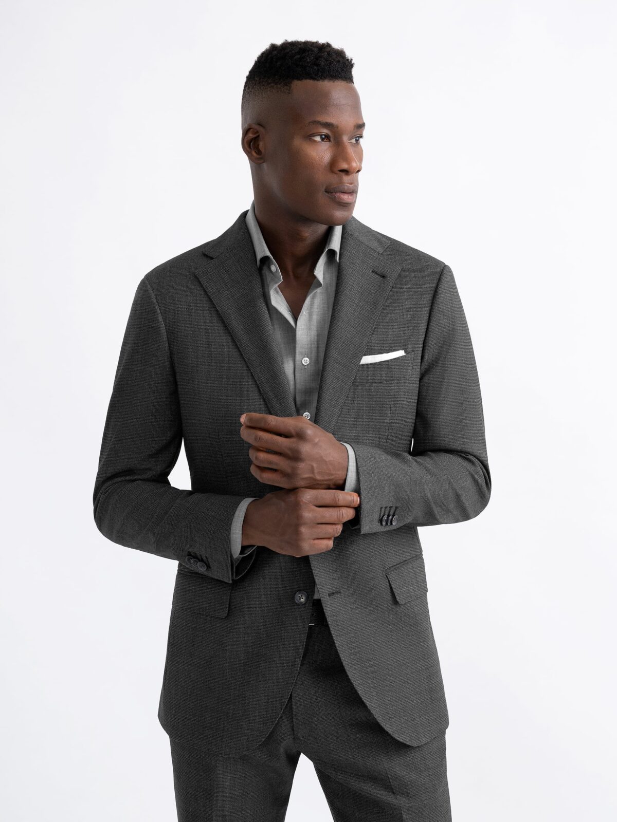 Grey Textured Stretch Allen Suit - Custom Fit Tailored Clothing