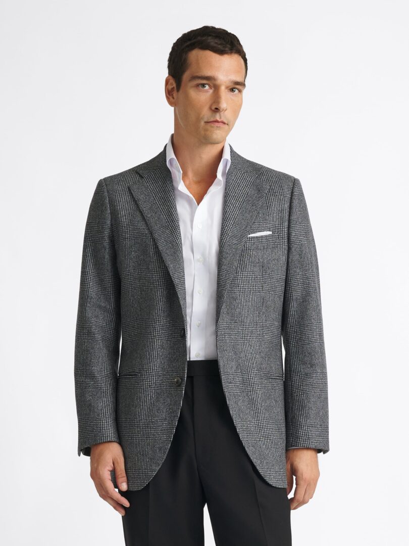 VBC Grey Glen Plaid Wool Flannel Downing Jacket Thumb Detail