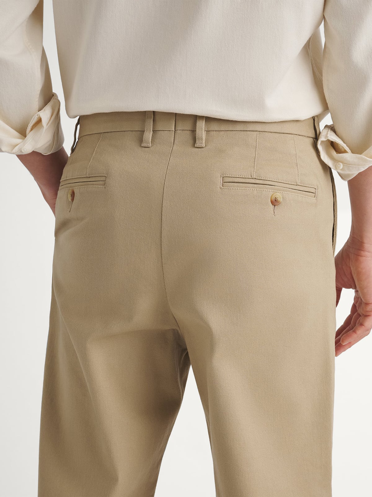 Double Pleated Japanese Beige Heavyweight Stretch Chino - Custom
