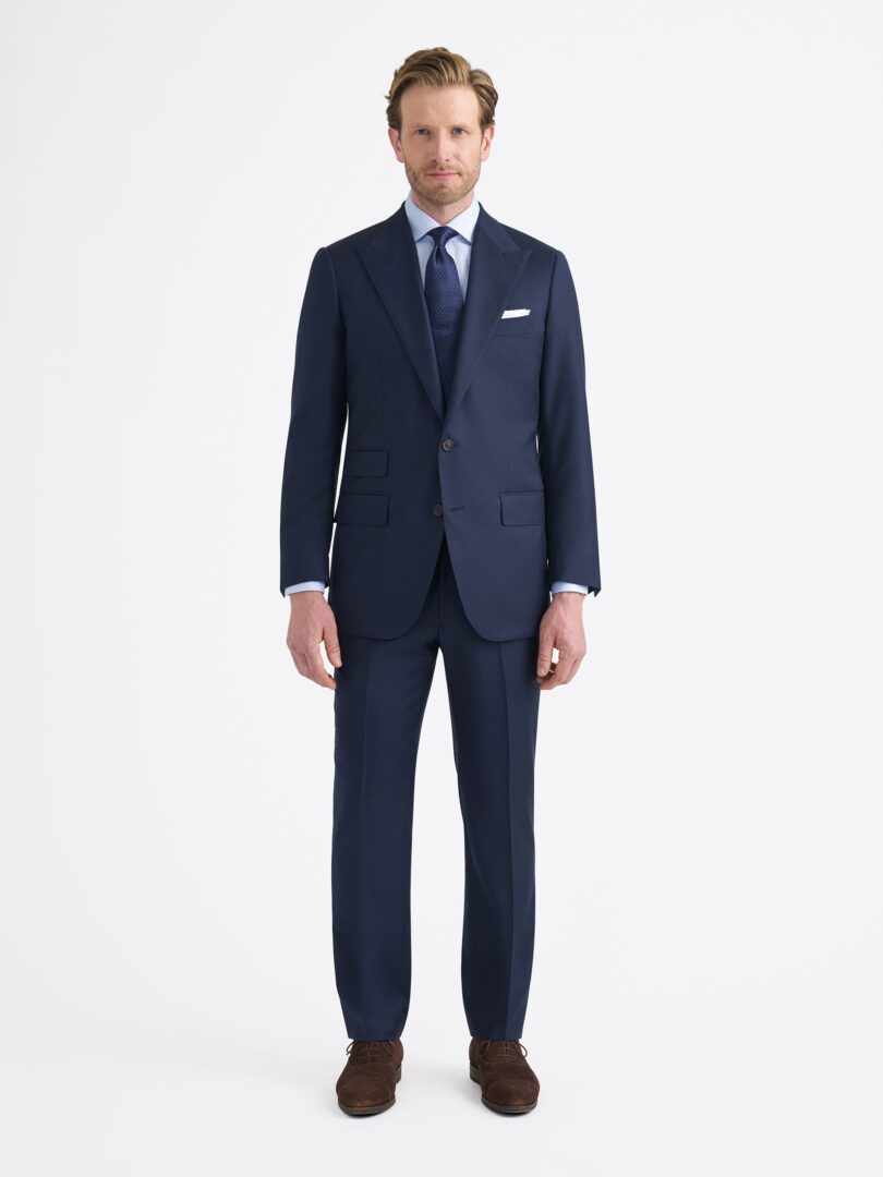 Peak Lapel Reda Navy Sharkskin Suffolk Suit Thumb Detail