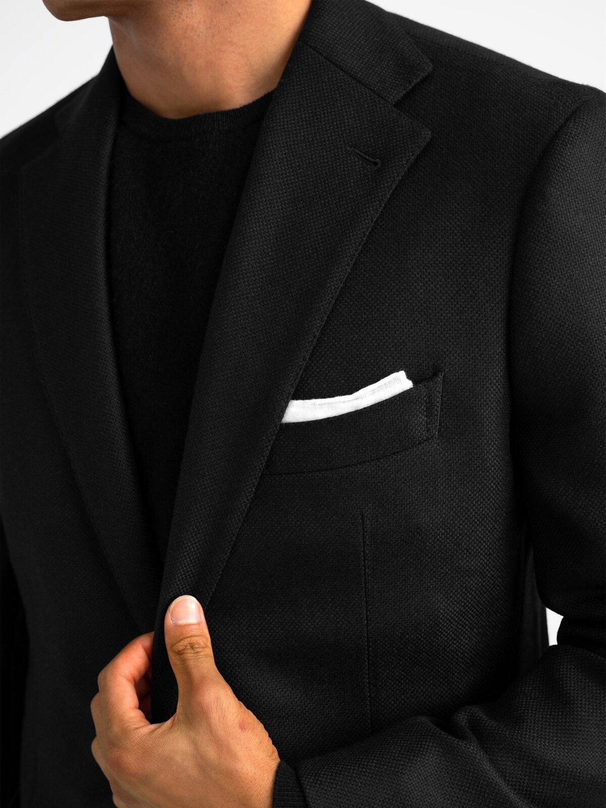 Black Italian Flannel Bedford Jacket - Custom Fit Tailored Clothing