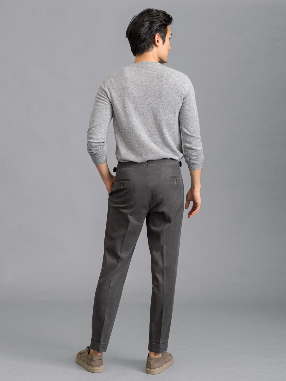 Off-White Pleated Duca Trousers in Pure Cotton