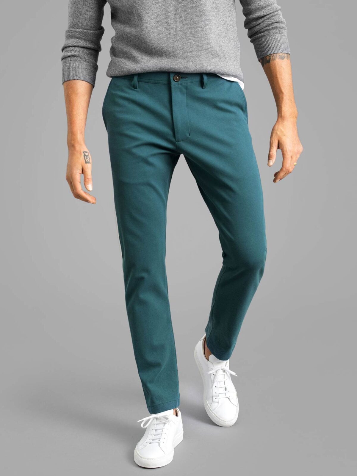 Senjo Teal Cotton Blend Knit Chino - Custom Fit Pants