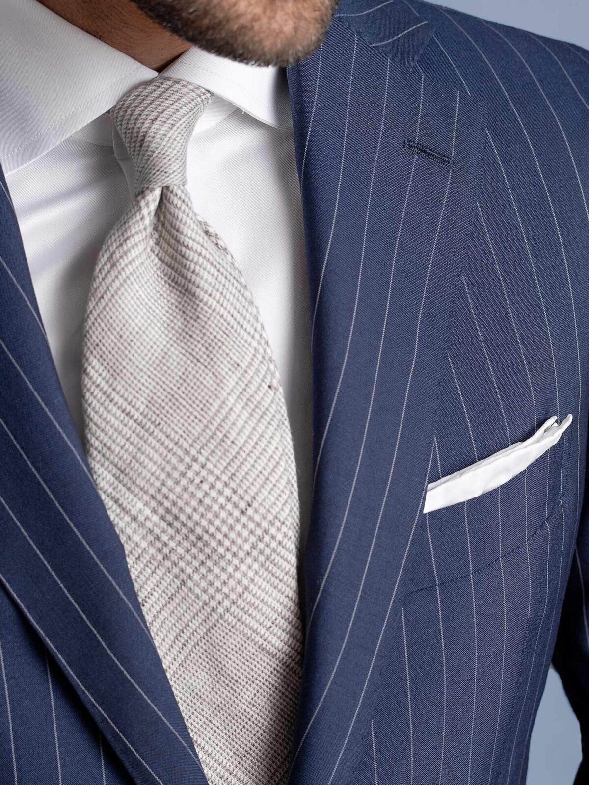 Proper Cloth Drago Navy Pinstripe S130s Allen Men's Custom Suit