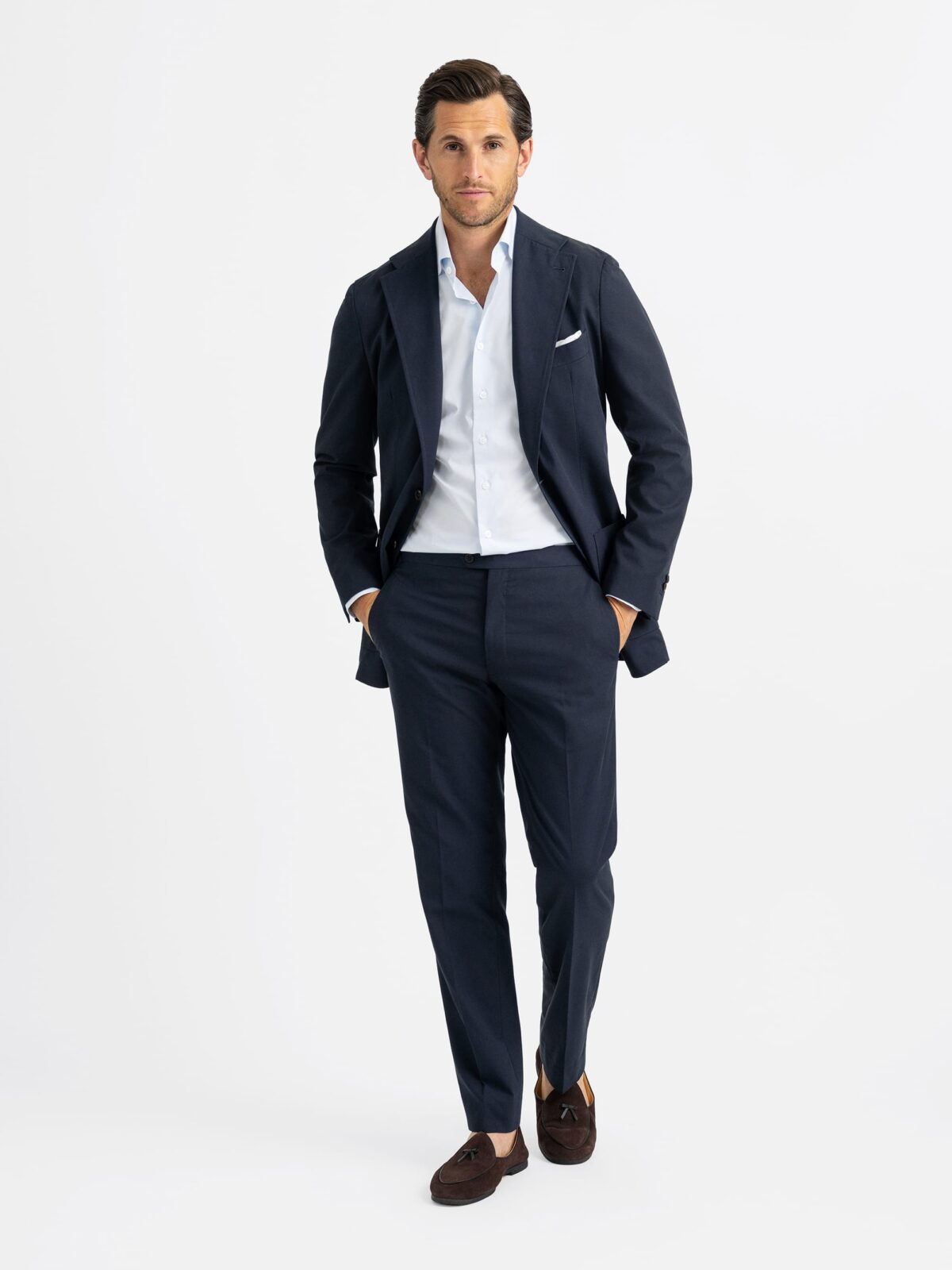 Navy High Twist Cotton Waverly Suit - Custom Fit Tailored Clothing