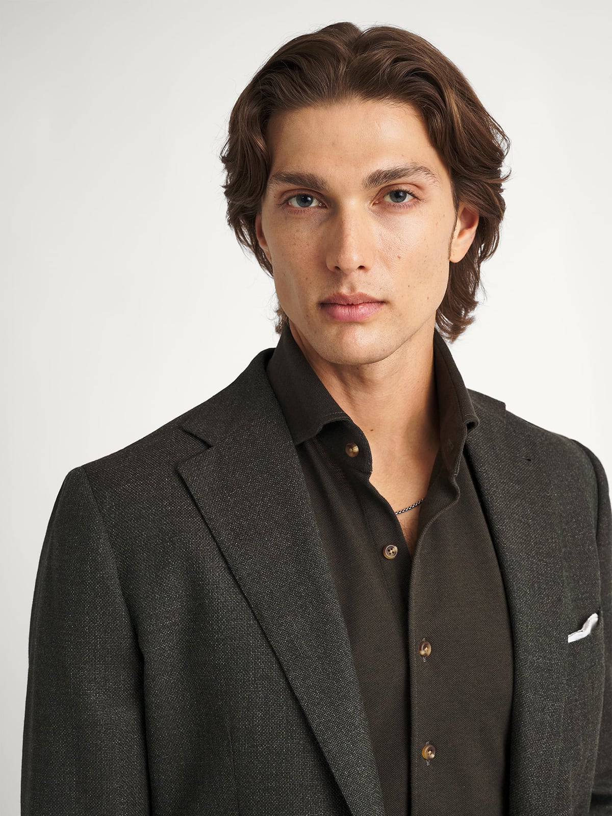 Reda S110s Olive Wool Hopsack Bedford Jacket - Custom Fit Tailored