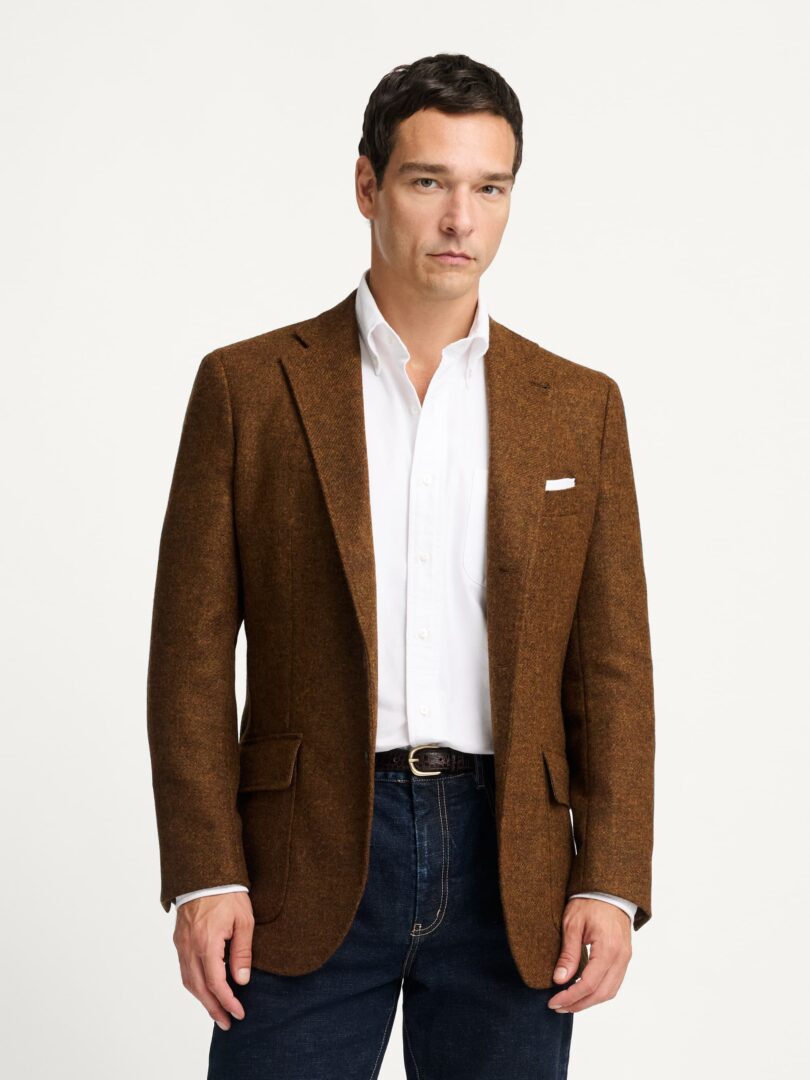 Abraham Moon Rust Shetland Tweed Andover Jacket Thumb Detail