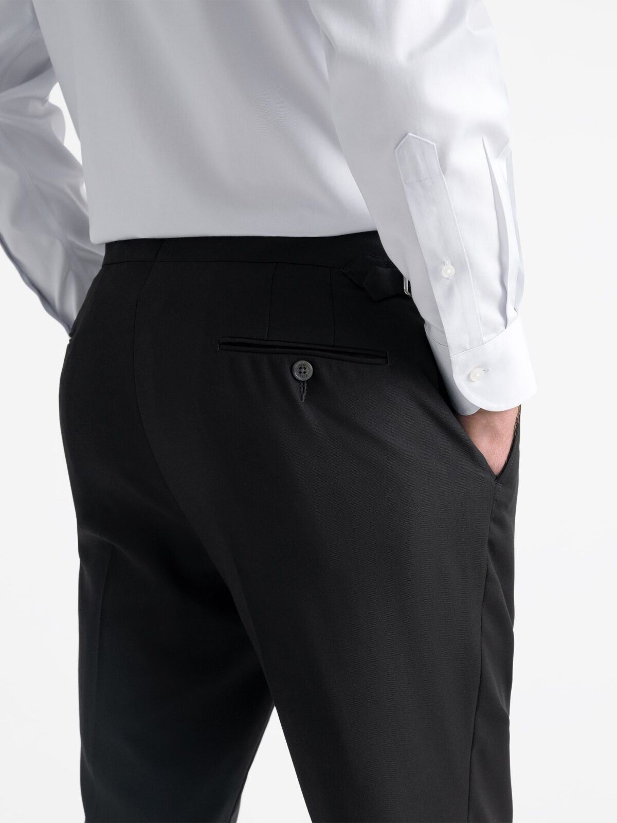 Black Wool Side Tab Dress Pant - Custom Fit Tailored Clothing