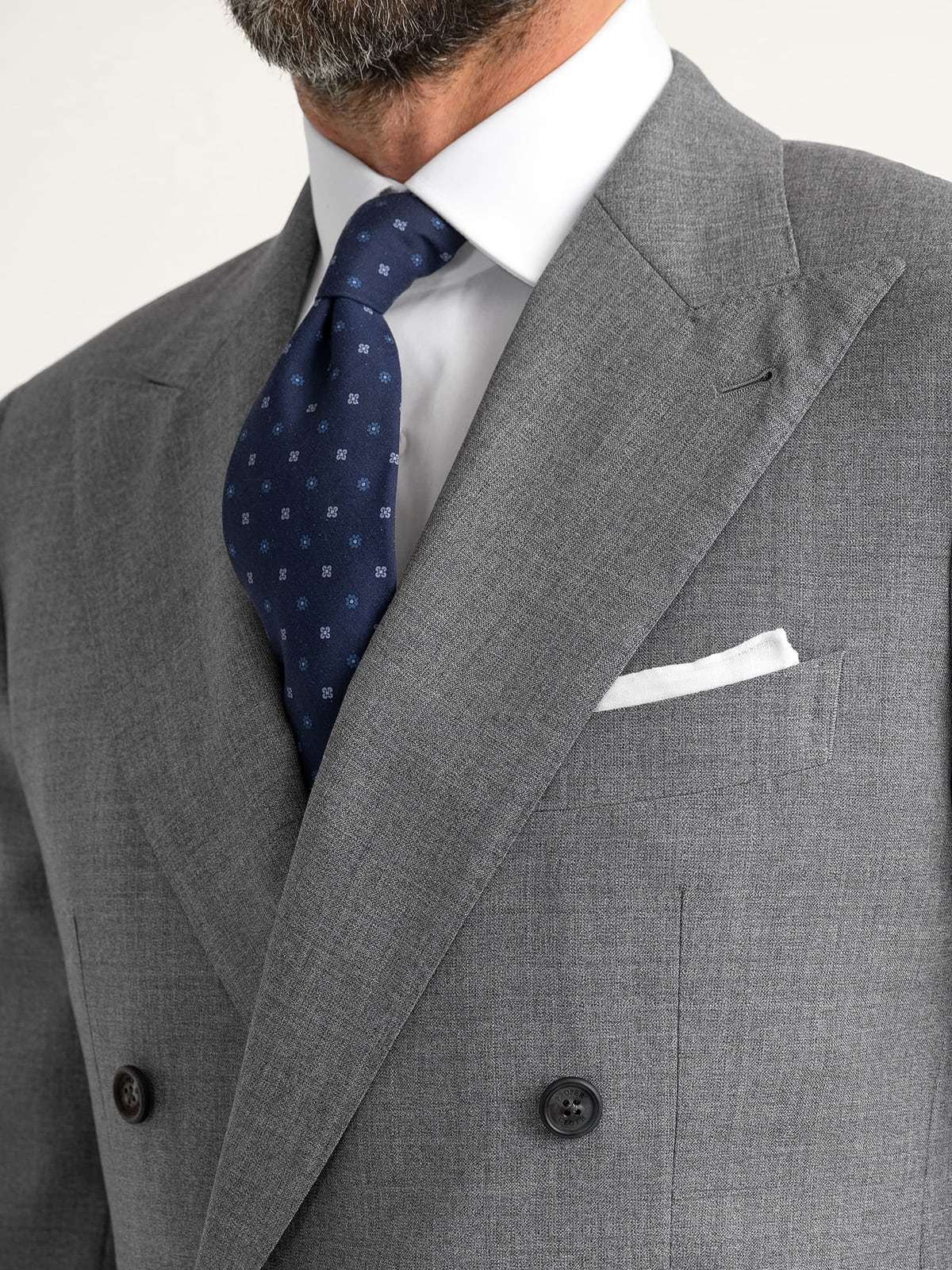 VINCI Men's Heather Gray Double Breasted 6-Button Suit - Classic Fit, Two-Piece Set New