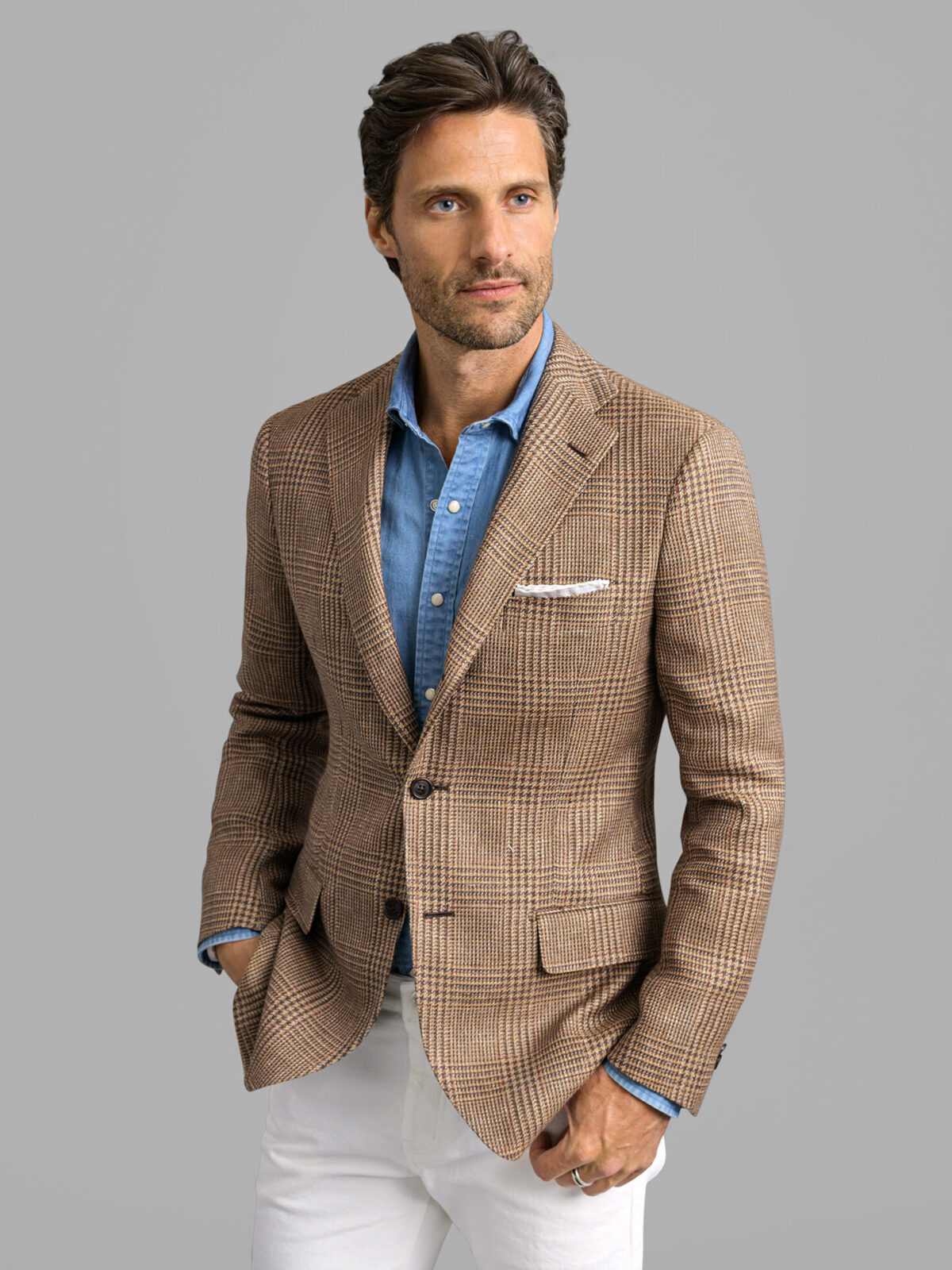 Trient Golf Jacket with Plaid Lining Stone / M