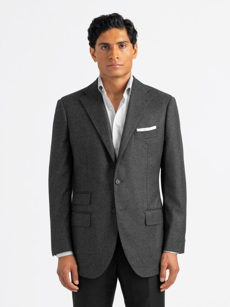 Loro Piana Fabric Mid Grey Wool Cashmere Walker Jacket Thumb Detail