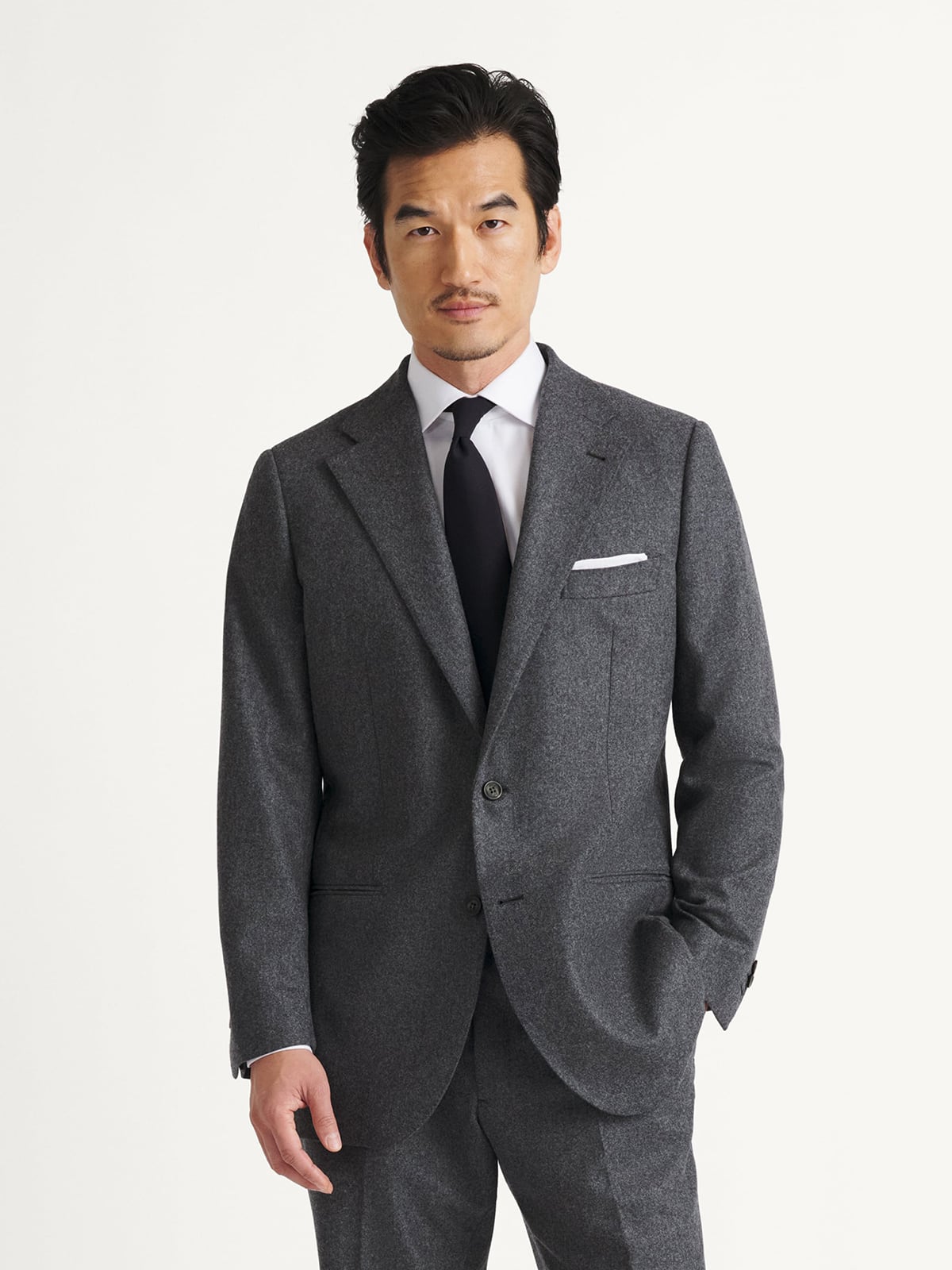 VBC Grey Wool Flannel Downing Suit - Custom Fit Tailored Clothing