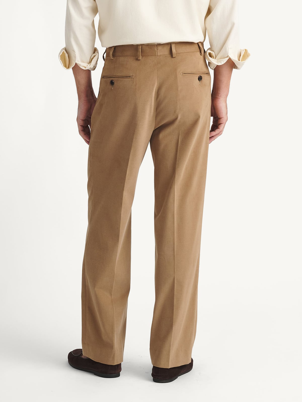 Camel Wide Leg Brushed Cotton Trouser - Custom Fit Tailored Clothing