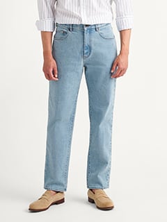 Japanese Light Wash Indigo 14oz Stretch Jeans Vintage Straight