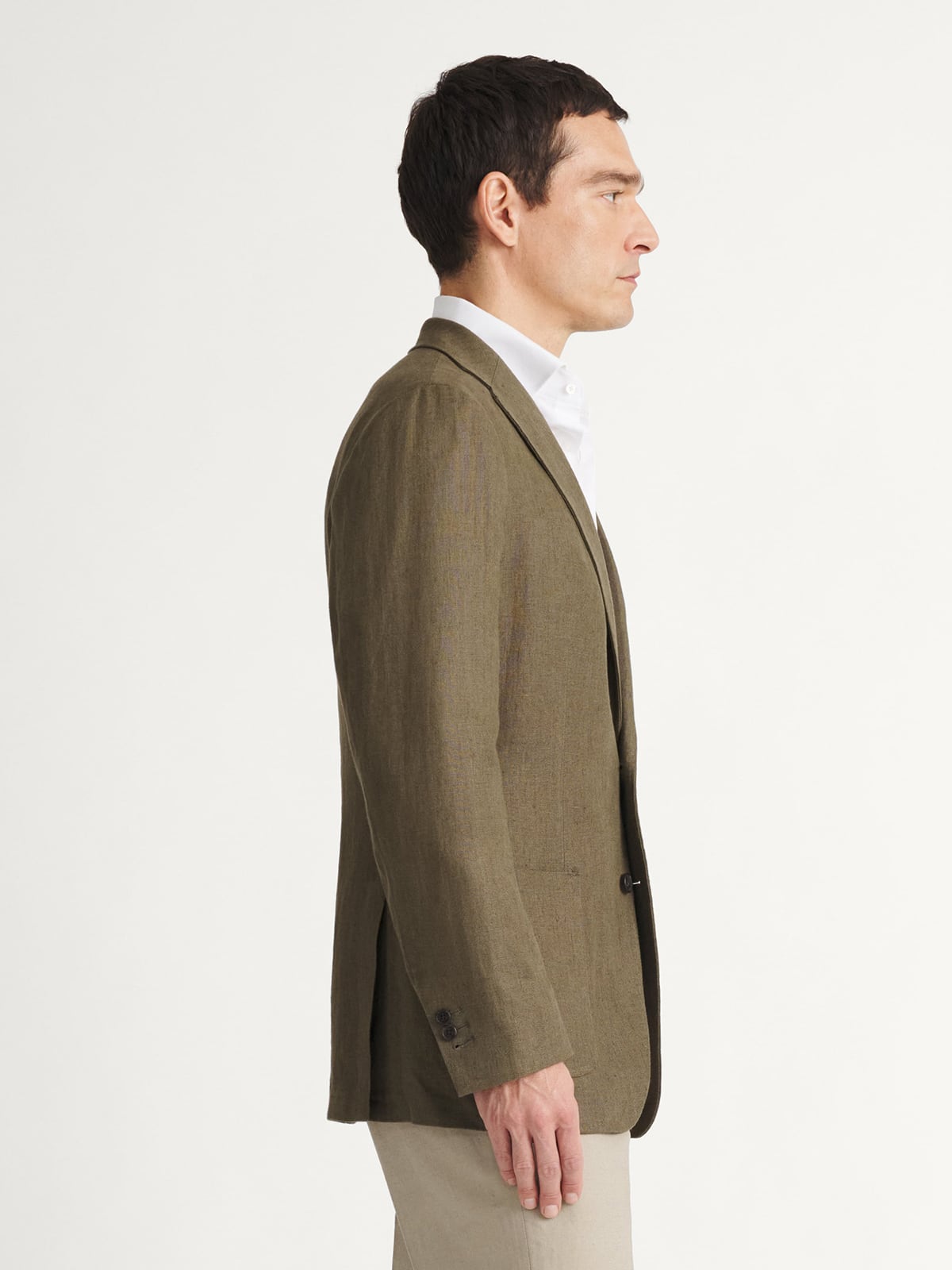 Spence Bryson Olive Washed Irish Linen Bedford Jacket - Custom Fit