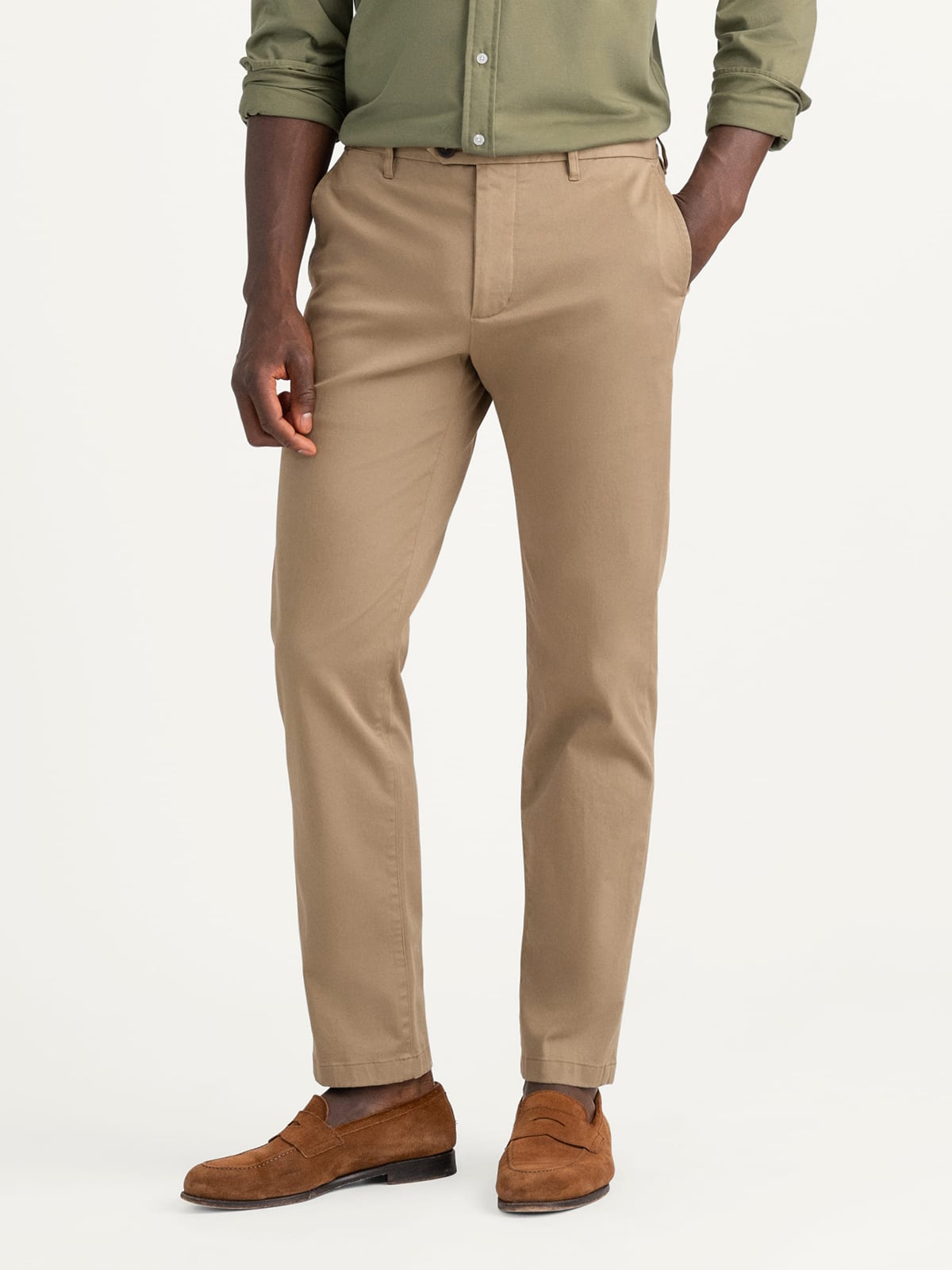 Di Sondrio Khaki Stretch Cotton Chino - Custom Fit Pants