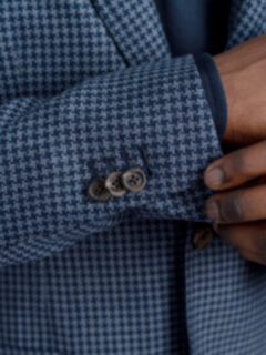 Waverly Blue Houndstooth Wool and Cotton Jacket - Custom Fit