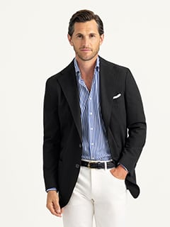 Black High Twist Cotton Sullivan Jacket - Custom Fit Tailored Clothing