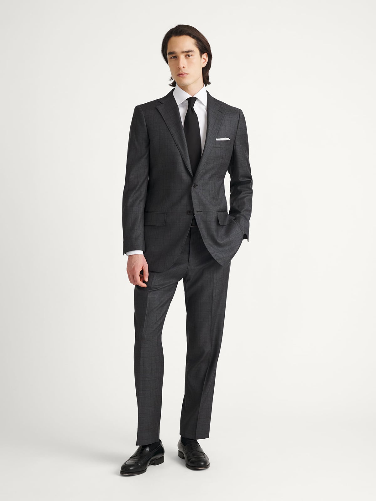 Loro Piana Charcoal Glen Plaid S150s Wool Suit - Custom Fit