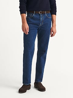 Japanese 14oz Medium Wash Indigo Stretch Jeans Vintage Straight