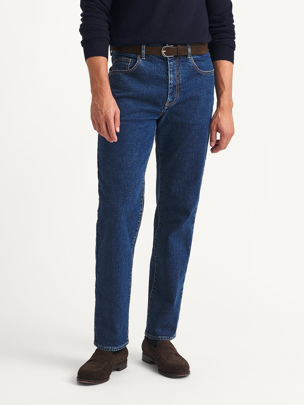Japanese 14oz Medium Wash Indigo Stretch Jeans - Custom Fit Pants